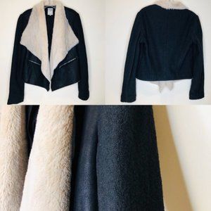 Zara TGC woman Faux Fur Collar Contrasting Jacket